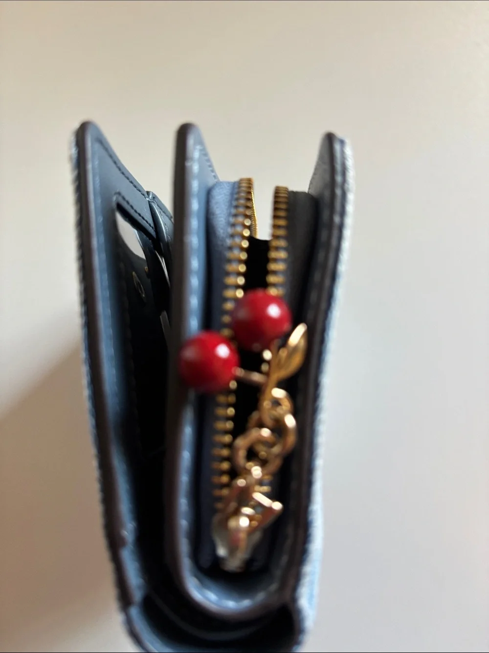 Coach Outlet Snap Wallet In Loved Denim With Charm